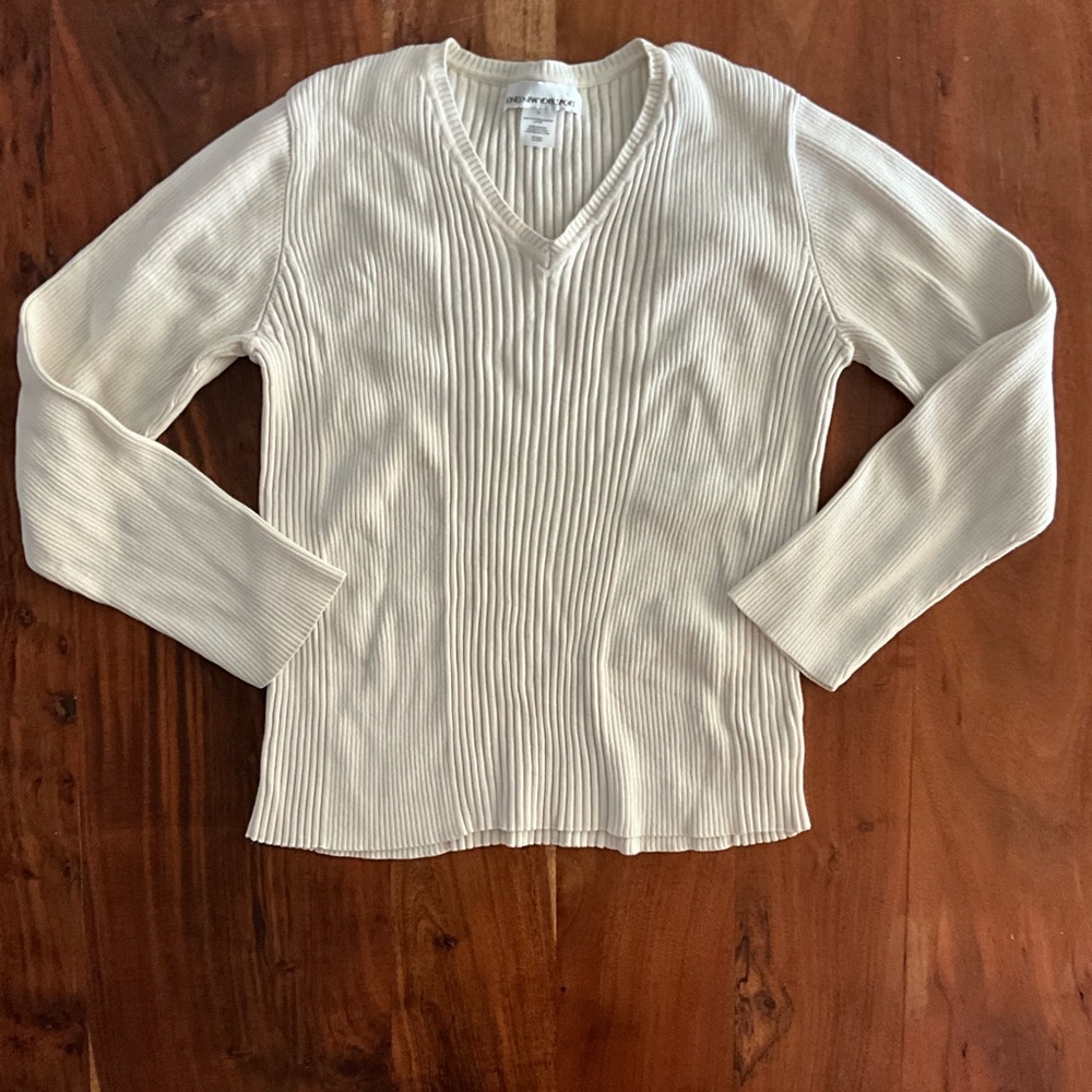 Jones New York Sport Cream Ribbed Top